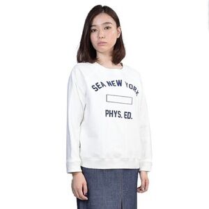 Sea New York Sz L Graphic White Relaxed Crew Neck Sweater